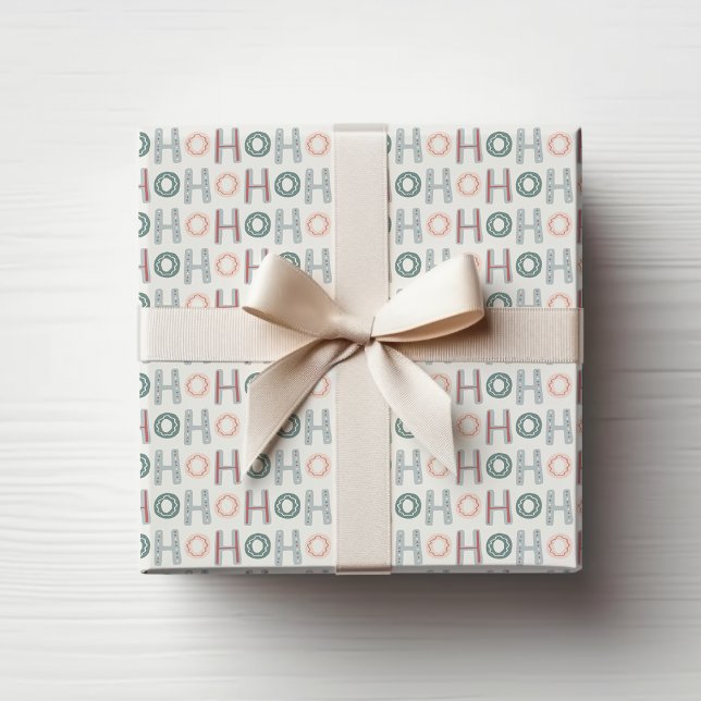 Papel de embrulho Ho Ho Ho (Modern Christmas Holiday Ho Ho Ho Wrapping Paper by Painted Paperie
)