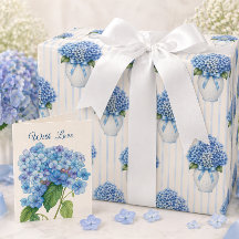 Papel de Embrulho Hortênsia Azul Presente Floral E