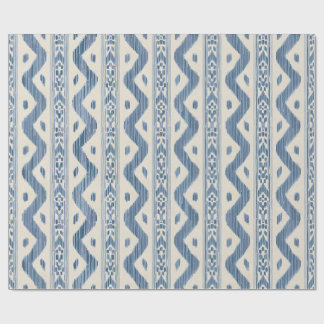 Papel de embrulho Ikat Azul e Creme, Bloco Clássic