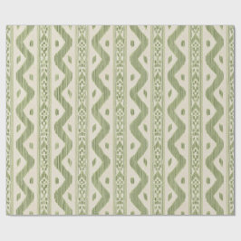 Papel de embrulho Ikat verde e creme, Listra tecid