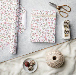 Papel de embrulho ilustrado com flores silvestres 