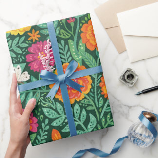 Papel de embrulho indiano borboleta margarida abst