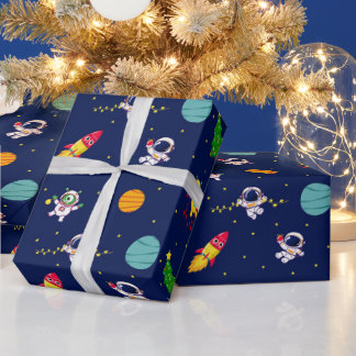 Papel de embrulho infantil árvore de Natal astrona