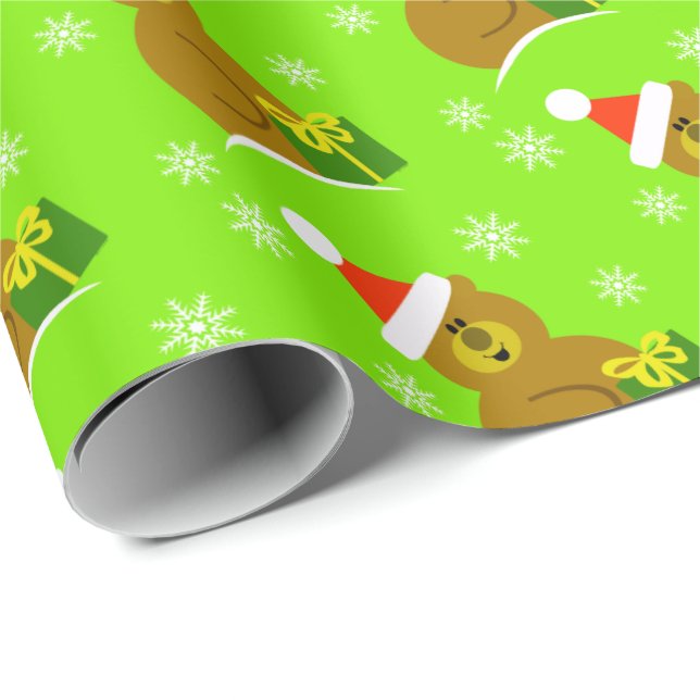Papel de embrulho infantil do urso do Papai Noel p (Ponta do rolo)