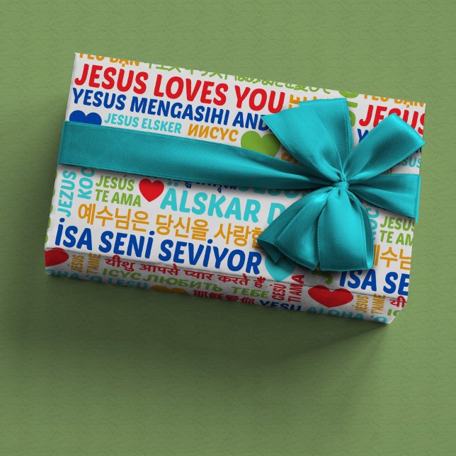 Papel de Embrulho Jesus Te Ama Idiomas (Criador carregado)