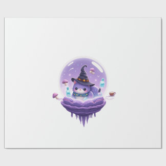 Papel de embrulho Kawaii Bola de Cristal Gato Brux