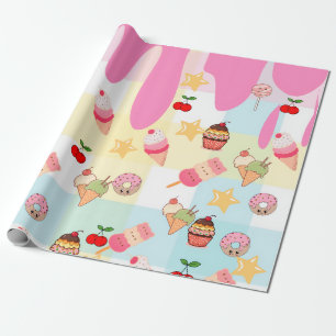 Papel de embrulho Kawaii Ice Cream & Drip