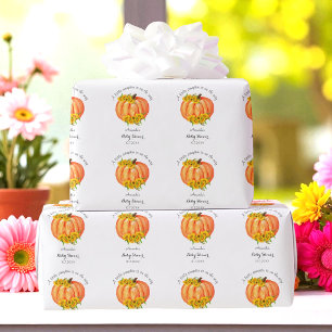 Papel de embrulho laranja e branco para chá de beb