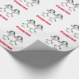 Papel de embrulho lésbica do casamento de Stickmen