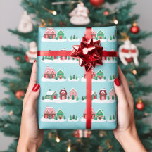 Papel de embrulho Let it Snow Christmas Village