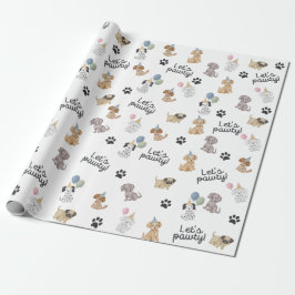 Papel de embrulho Let's Pawty Birthday Puppy