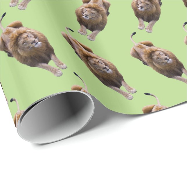Papel de embrulho Lion Frenzy (Verde) (Ponta do rolo)