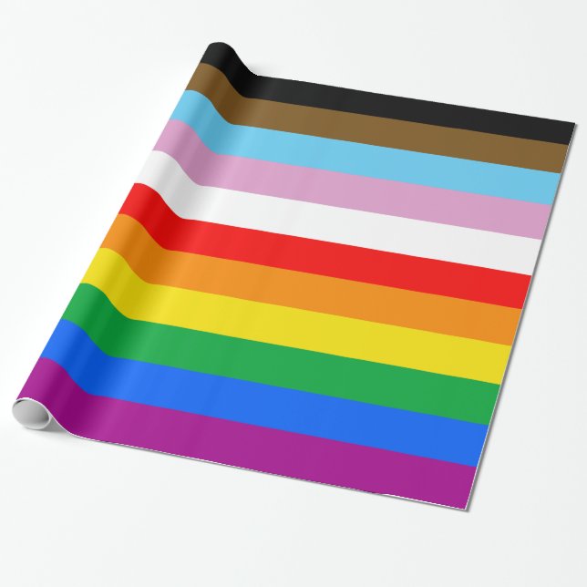 Papel de Embrulho Listrado Orgulho Progressivo LGB (Desenrolado)
