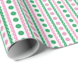 Papel de embrulho listrado rosa e verde para sala