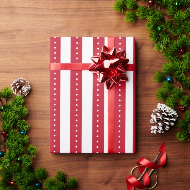 Papel de embrulho listrado vermelho e branco (Presente de Natal)