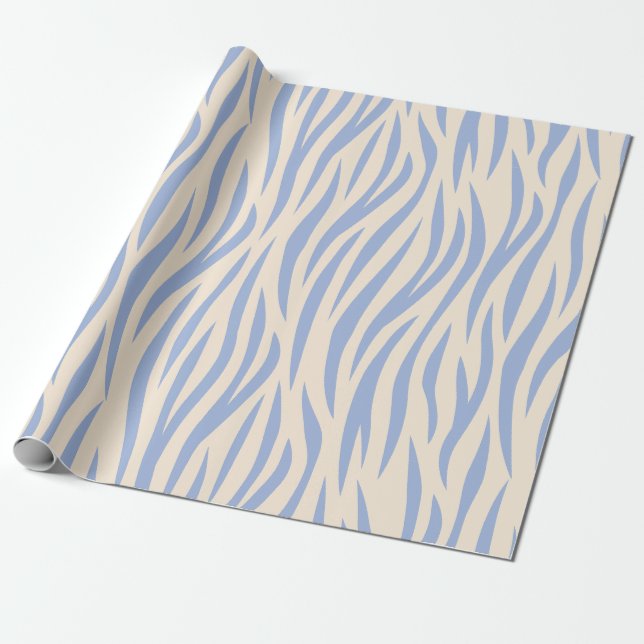 Papel de embrulho Listras de Zebra Azul e Bege – E (Desenrolado)