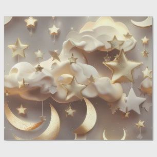 Papel de embrulho – Lua Celestial Luxuosa e Cremos