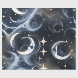 Papel de Embrulho - Lua Celestial Prata Platina