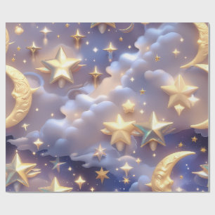 Papel de Embrulho – Luar Celestial Branco Luxo Pre