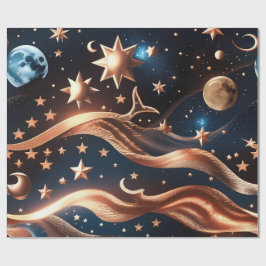 Papel de Embrulho – Luar Celestial em Bronze Luxuo