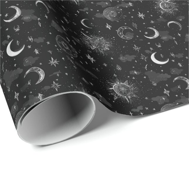 Papel de embrulho Luas e Estrelas Celestiais Monoc (Ponta do rolo)