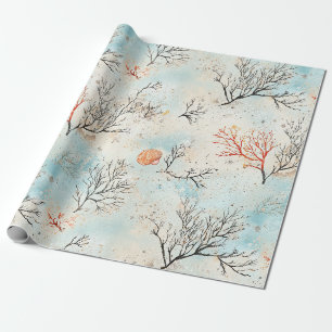 Papel de embrulho Lux Watercolor Coastal Coral & O
