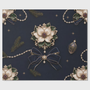Papel de embrulho luxuoso de Natal com Poinsettia
