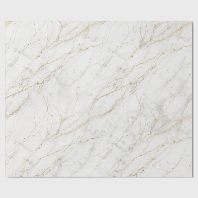 Papel de embrulho Mármore Branco e Dourado (Aberto)