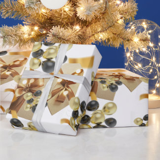 Papel de embrulho matte balão dourado e preto caix