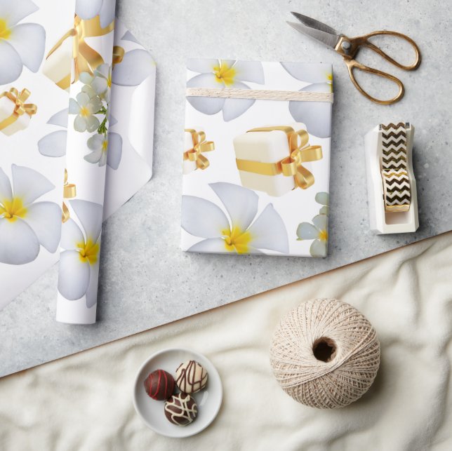 Papel de embrulho matte Frangipani caixa de presen (Artesanato)