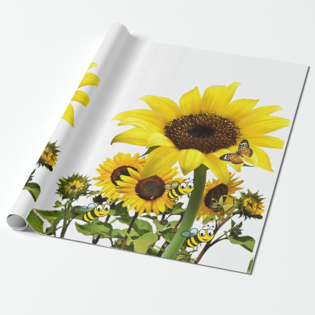 Papel de embrulho matte Sunflower Bumblebee Borbol (Desenrolado)