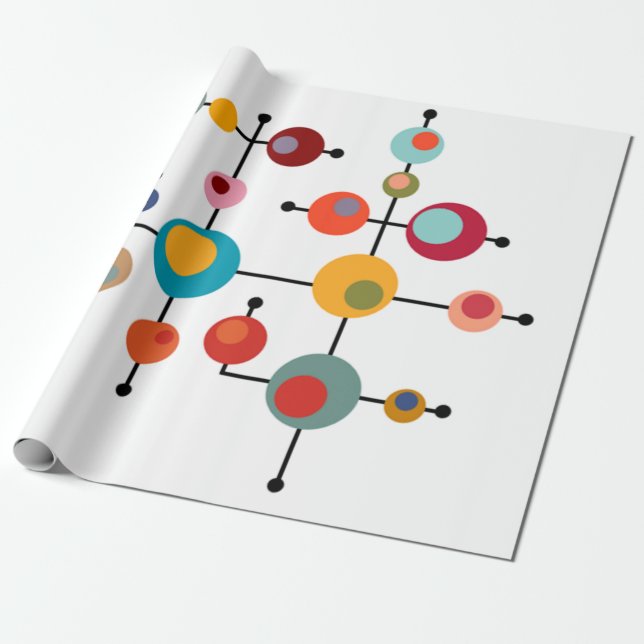 Papel de embrulho Mid-Century Modern Bolhas (Desenrolado)