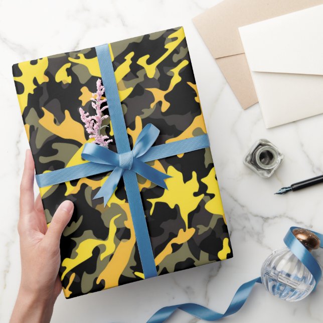 Papel de embrulho militar amarelo e preto (Presentear)
