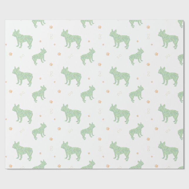 Papel de embrulho minimalista de bulldog francês e (Aberto)