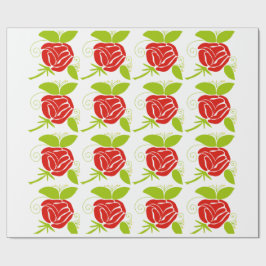Papel de embrulho moderno com padrão de rosa verme