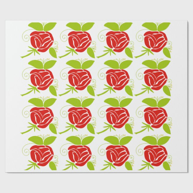 Papel de embrulho moderno com padrão de rosa verme (Aberto)
