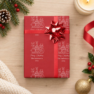 Papel de embrulho moderno de Natal Família de Gans