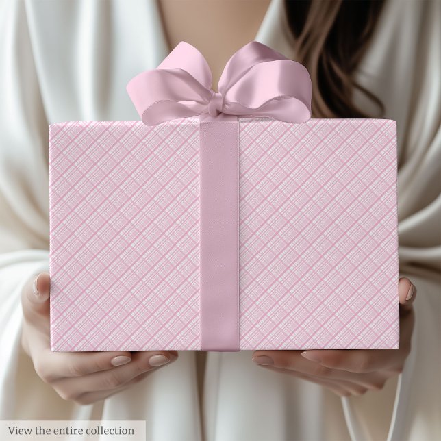 Papel de embrulho moderno rosa claro e branco para (Modern Light Pink & White 80th Birthday Wrapping Paper)