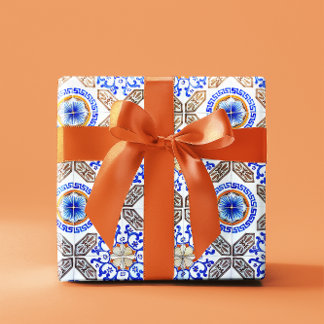 Papel de embrulho mosaico azul italiano