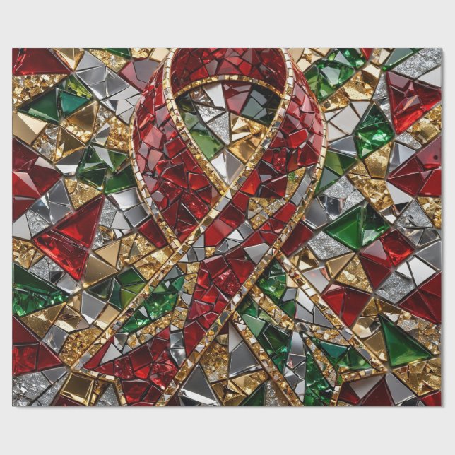 Papel de embrulho Mosaico de Natal com Diamante Ve (Aberto)