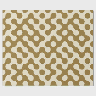 Papel de embrulho Mostarda Meados do Século Pontos