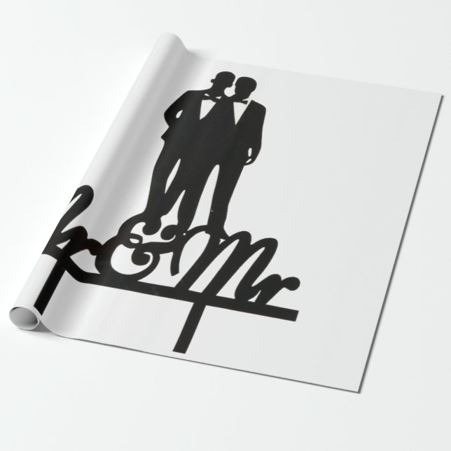 Papel de embrulho Mr e Mr branco e preto (Desenrolado)