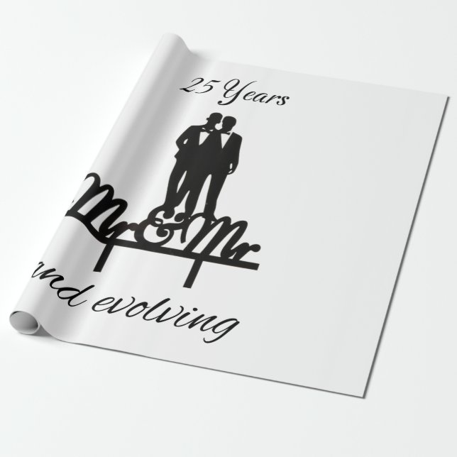 Papel de embrulho Mr e Mr branco e preto (Desenrolado)