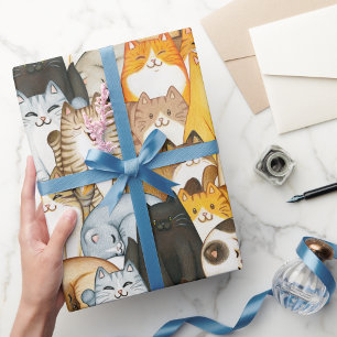 Papel de embrulho Multidão de Gatos Fofos para Ama