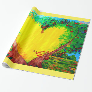papel de embrulho mural cardíaco amarelo