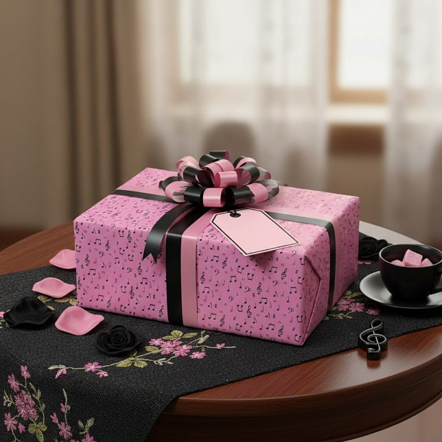 Papel de embrulho musical rosa e preto (Criador carregado)