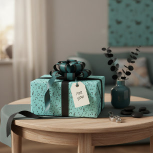 Papel de embrulho musical verde-turquesa e preto