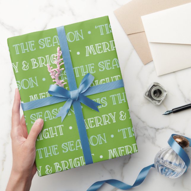 Papel de embrulho Natal Alegre e Brilhante Verde (Presentear)