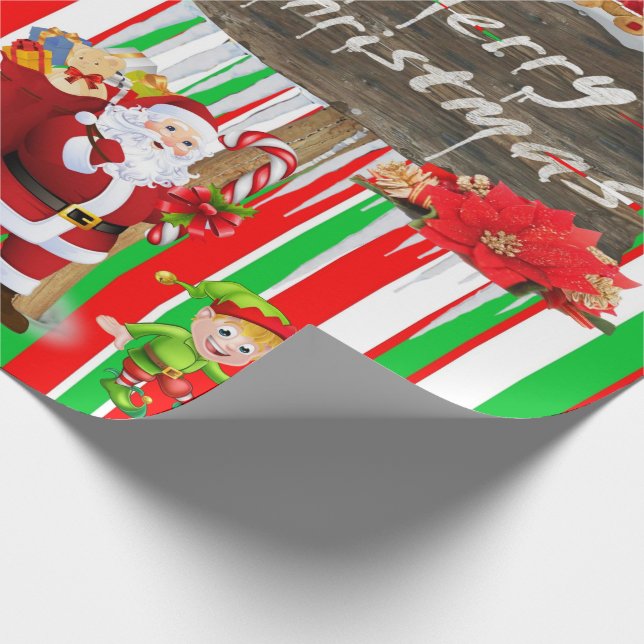 Papel de embrulho Natal alegre Elfo boneco de neve (Ponta)