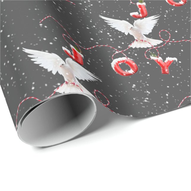 Papel de embrulho Natal Alegria Pombo e Flocos de  (Ponta do rolo)